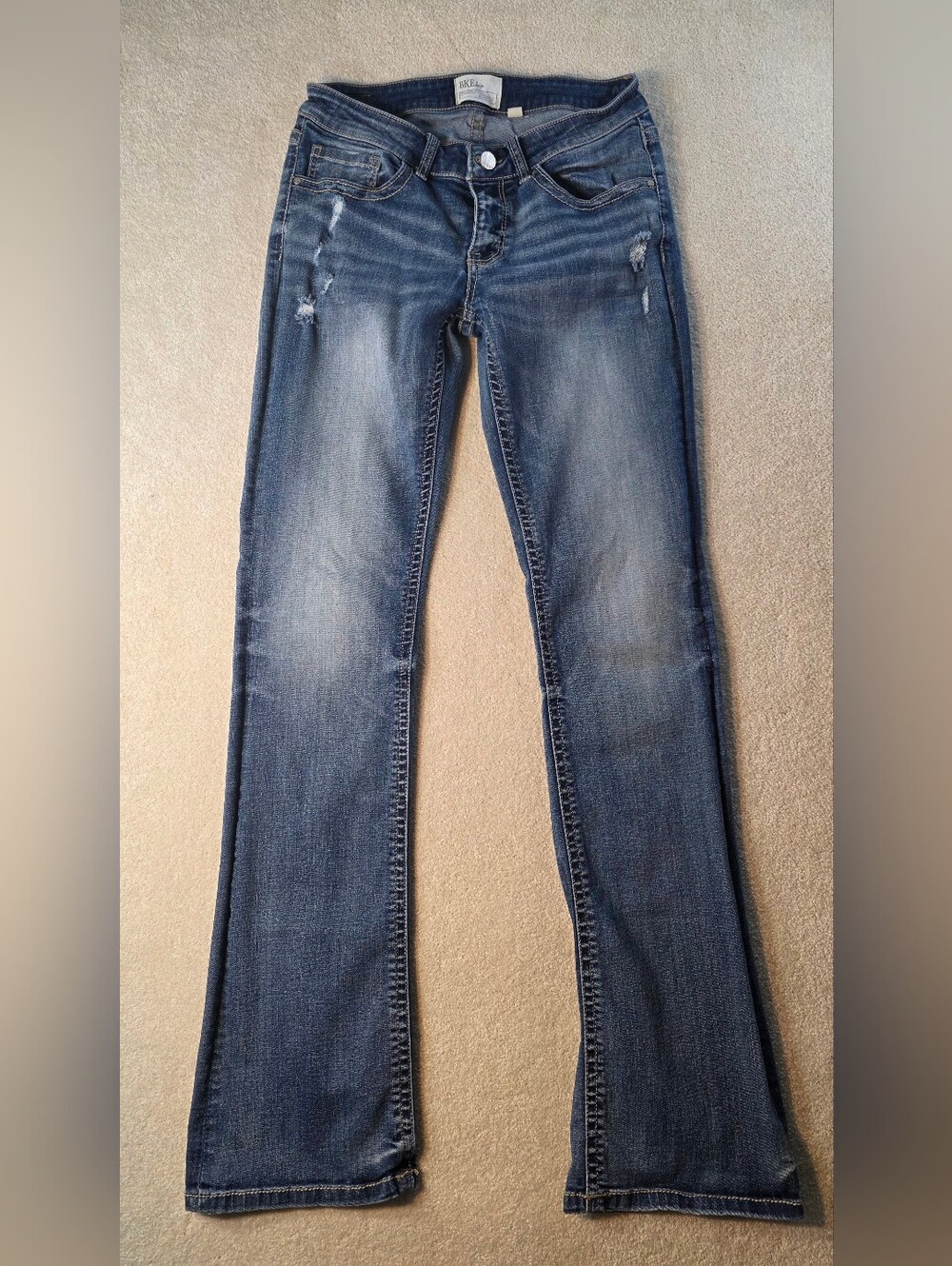 BKE Stella Boot Cut Low Rise Distressed Medium Washed Jeans Womens 29